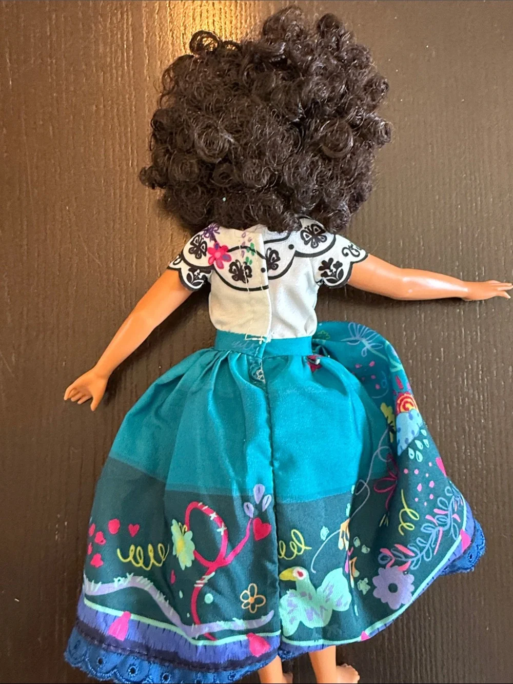 Disney Encanto Mirabel Print Skirt Doll Dress with White Embroidered Bodice!